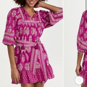 Cleobella Magdalena Mini Dress Mix Block Print Organic Hand Painted Sz M NEW